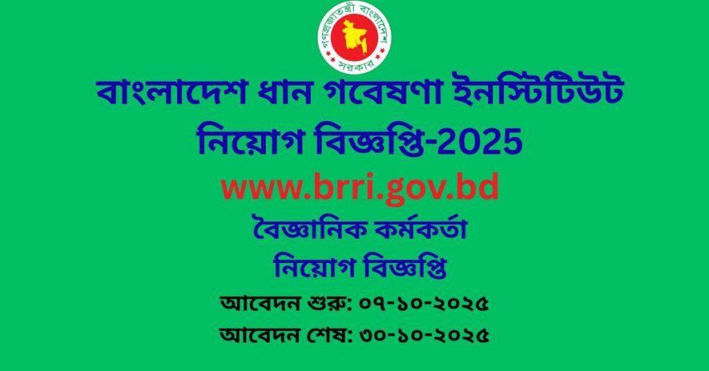 ধান গবেষণা ইনস্টিটিউট নিয়োগ বিজ্ঞপ্তি 2025