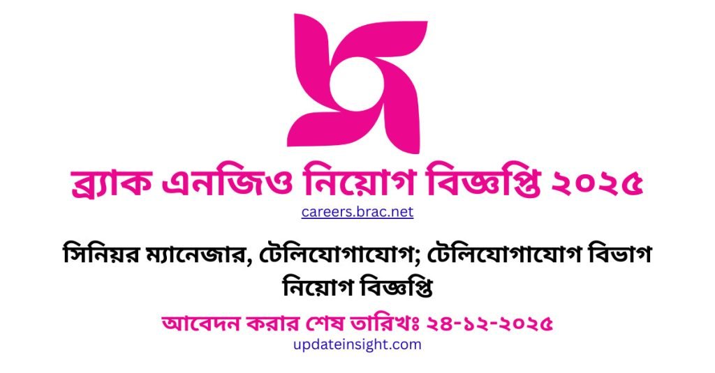 ব্র্যাক এনজিও নিয়োগ বিজ্ঞপ্তি ২০২৫