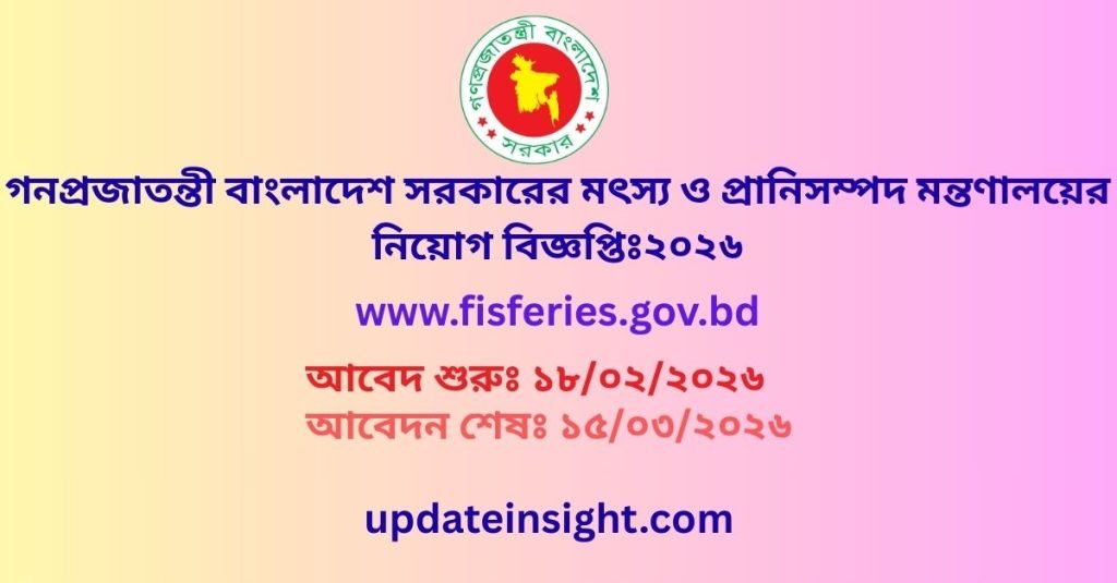 গনপ্রজাতন্তী বাংলাদেশ সরকারের মৎস্য ও প্রানিসম্পদ মন্তণালয়ের নিয়োগ বিজ্ঞপ্তিঃ