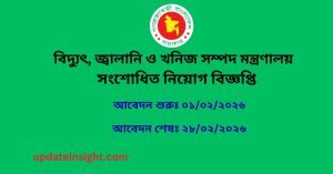 বিদ্যুৎ, জ্বালানি ও খনিজ সম্পদ মন্ত্রণালয় নিয়োগ বিজ্ঞপ্তি