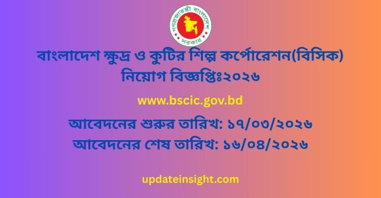 বাংলাদেশ ক্ষুদ্র ও কুটির শিল্প কর্পোরেশন (বিসিক) নিয়োগ বিজ্ঞপ্তিঃ ২০২৬।